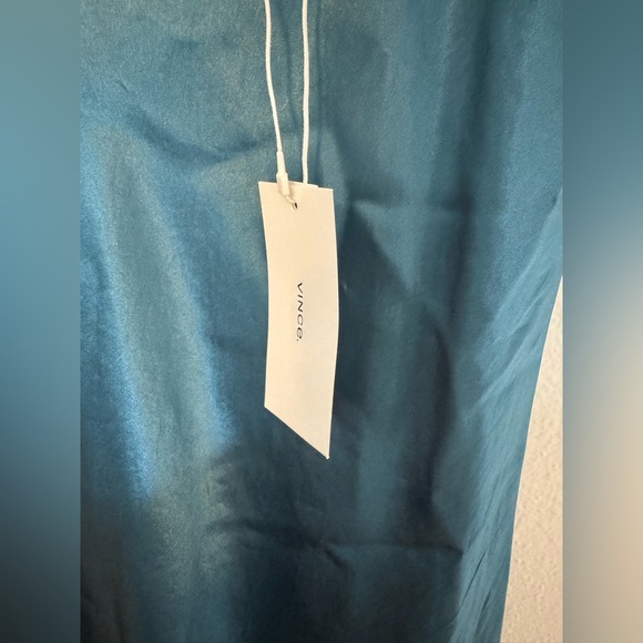 NEW Vince Satin Slip Midi Dress Lake Blue Size Small Metallic NWT - Picture 5 of 8